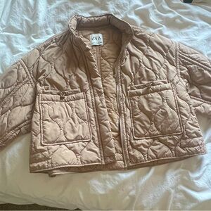 ZARA Beige Lightweight Quilted Jacket